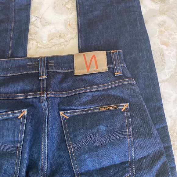 Nudie Grim Tim Dry Open Navy Comfort Stretch Jeans - Picture 6 of 14